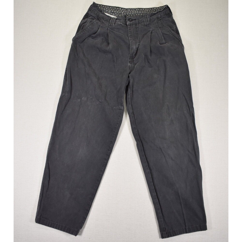 Vintage GAP Pleated Chino Pants Mens 30x30 Dark Grey Charcoal Relaxed Fit 90s